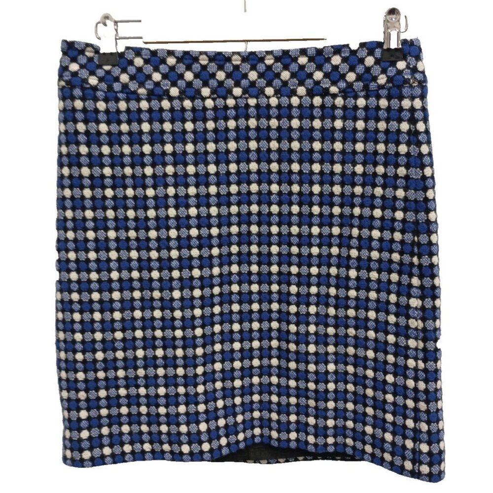 Talbots Womens Mini Skirt Size 6 Blue White Polka Dot‎ Wool Blend Carrier Office
